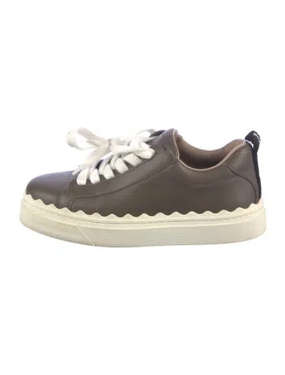 Pre-owned Chloé Leather Scalloped Accent Sneakers In Brown