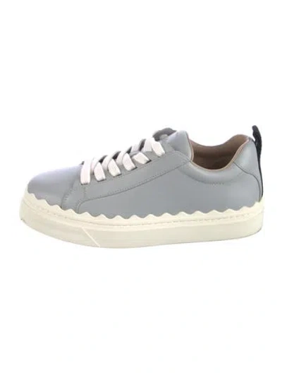 Pre-owned Chloé Leather Scalloped Accent Sneakers In Gray