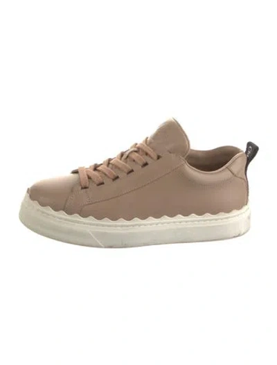 Pre-owned Chloé Leather Scalloped Accent Sneakers In Neutral