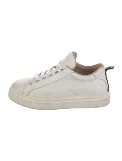 Pre-owned Chloé Leather Scalloped Accent Sneakers In Neutral