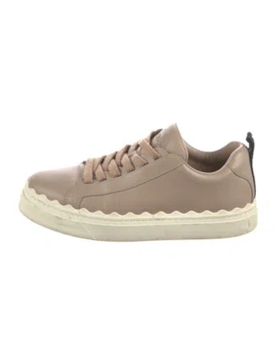 Pre-owned Chloé Leather Scalloped Accent Sneakers In Neutral