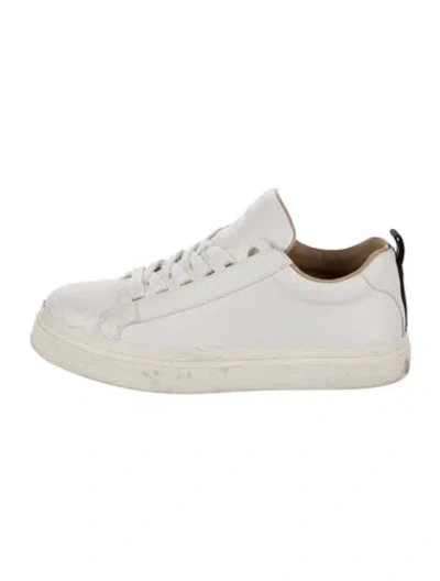 Pre-owned Chloé Leather Scalloped Accent Sneakers In White