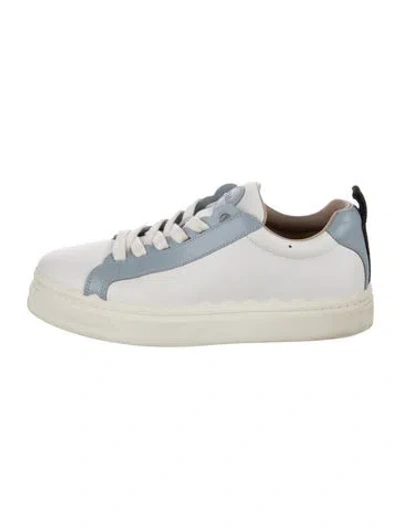 Pre-owned Chloé Leather Scalloped Accent Sneakers In White