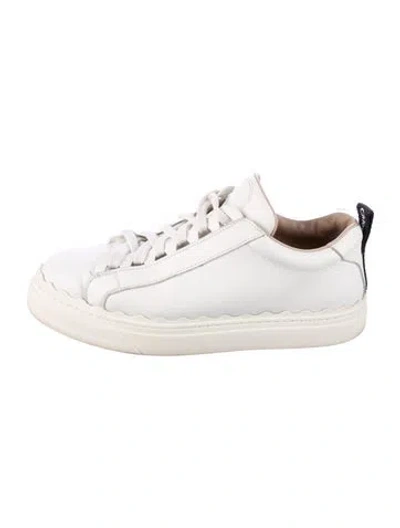 Pre-owned Chloé Leather Scalloped Accent Sneakers In White