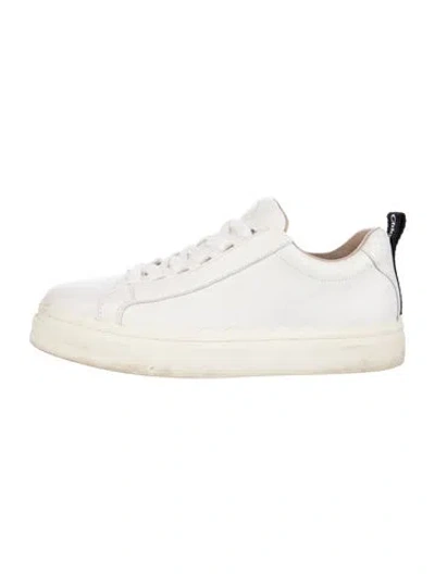 Pre-owned Chloé Leather Scalloped Accent Sneakers In White