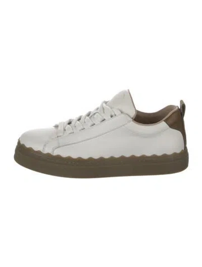 Pre-owned Chloé Leather Scalloped Accent Sneakers In White
