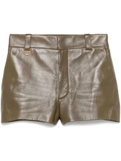 Chloé Leather Shorts In Green