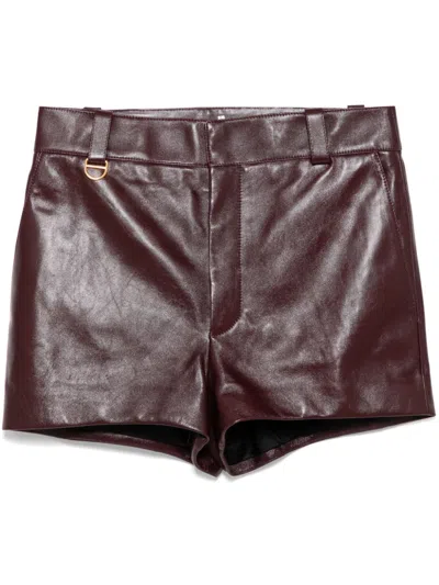 Chloé Leather Shorts In Red