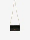 Chloé Iconic Flap Wallet On Chain In Shiny Calfskin In Black
