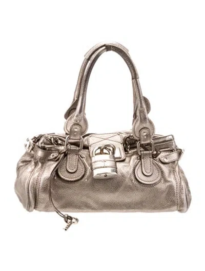 Pre-owned Chloé Leather Shoulder Bag In Gray