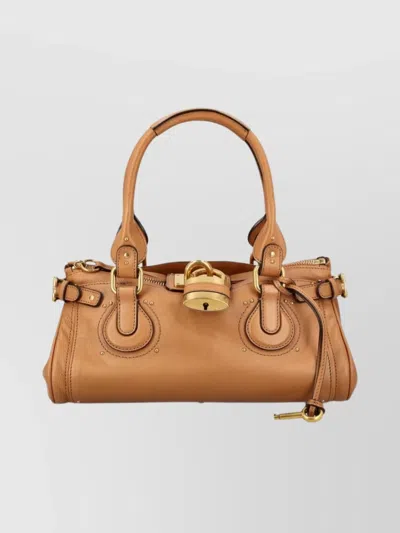 Chloé Leather Shoulder Bag Top Handles In Brown