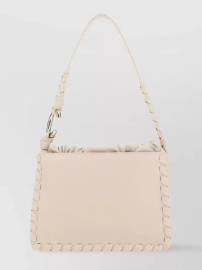 Chloé Leather Shoulder Bag With Front And Back Pockets In Cream