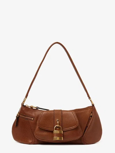 Chloé Leather Shoulder Bag With Paddington Lock Detail In Brown
