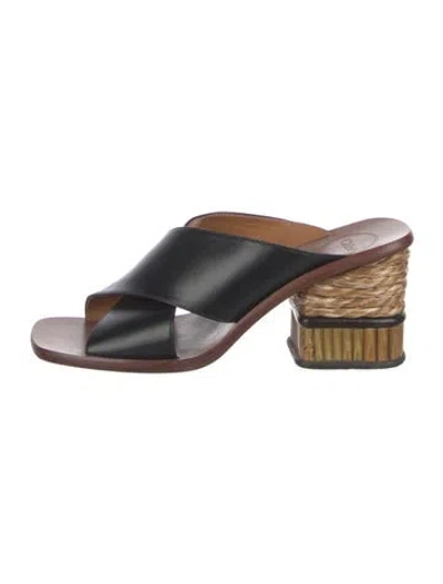 Pre-owned Chloé Leather Slides In Black