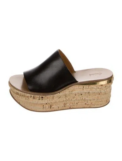 Pre-owned Chloé Leather Slides In Black