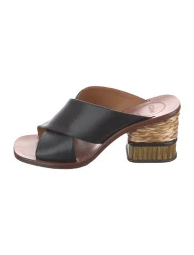 Pre-owned Chloé Leather Slides In Black