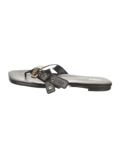 Pre-owned Chloé Leather Slides In Black