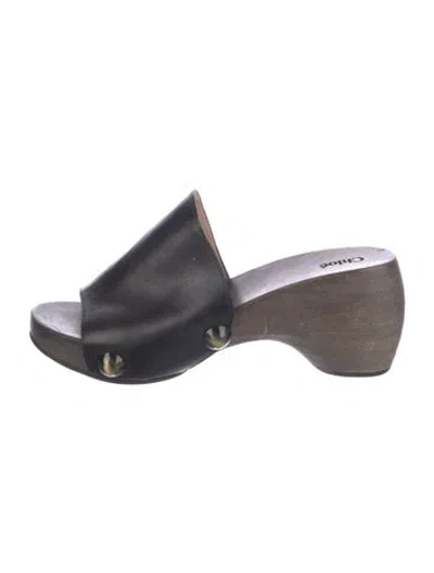 Pre-owned Chloé Leather Slides In Black