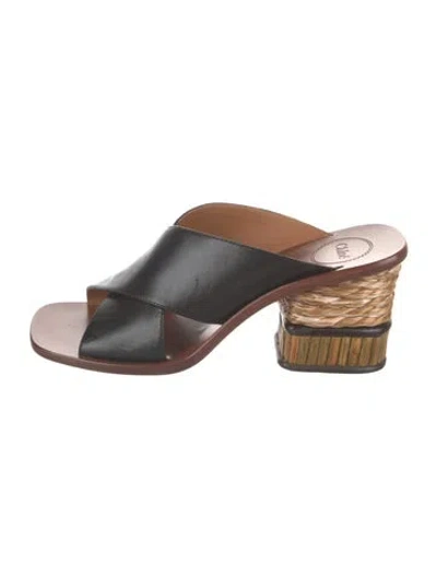 Pre-owned Chloé Leather Slides In Black