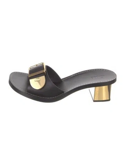 Pre-owned Chloé Leather Slides In Black
