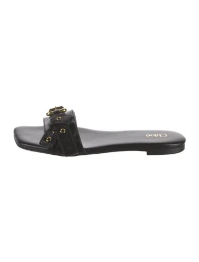 Pre-owned Chloé Leather Slides In Black