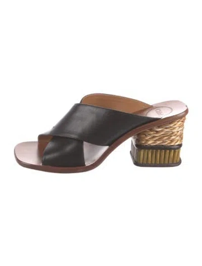 Pre-owned Chloé Leather Slides In Black