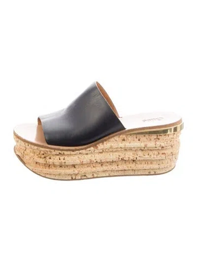 Pre-owned Chloé Leather Slides In Black