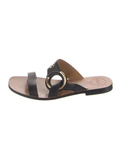 Pre-owned Chloé Leather Slides In Black