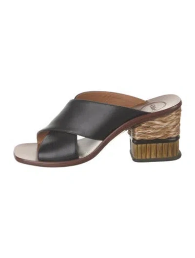 Pre-owned Chloé Leather Slides In Black