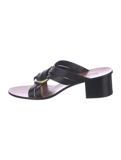 Pre-owned Chloé Leather Slides In Black
