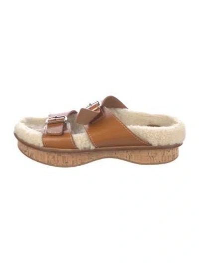 Pre-owned Chloé Leather Slides In Brown