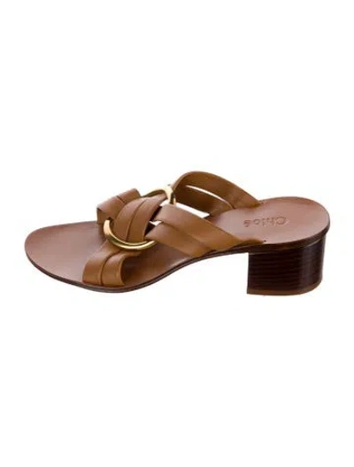 Pre-owned Chloé Leather Slides In Brown