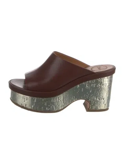 Pre-owned Chloé Leather Slides In Brown