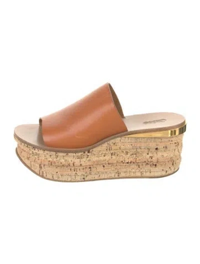 Pre-owned Chloé Leather Slides In Brown