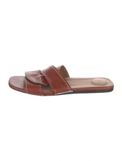 Pre-owned Chloé Leather Slides In Brown