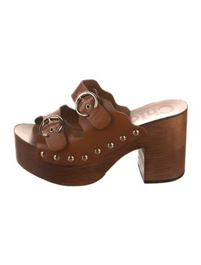 Pre-owned Chloé Leather Slides In Brown