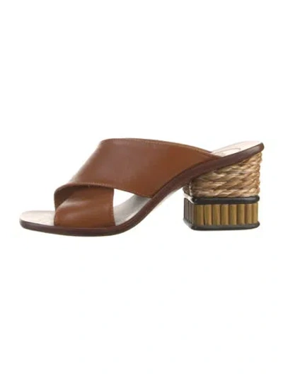 Pre-owned Chloé Leather Slides In Brown