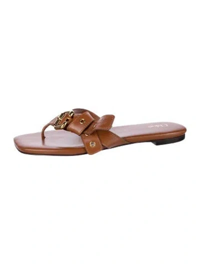 Pre-owned Chloé Leather Slides In Brown