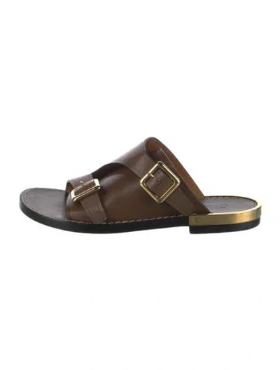 Pre-owned Chloé Leather Slides In Brown