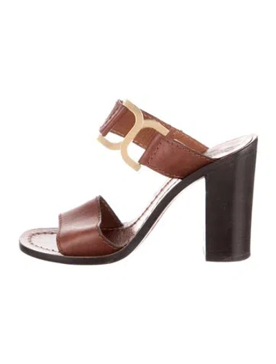 Pre-owned Chloé Leather Slides In Brown