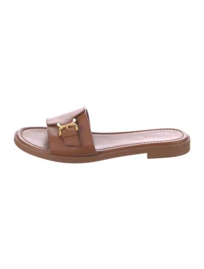 Pre-owned Chloé Leather Slides In Brown