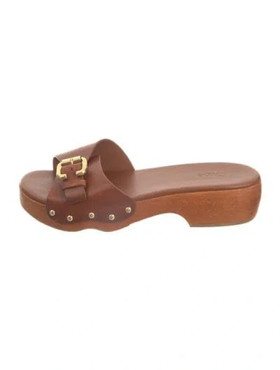 Pre-owned Chloé Leather Slides In Brown