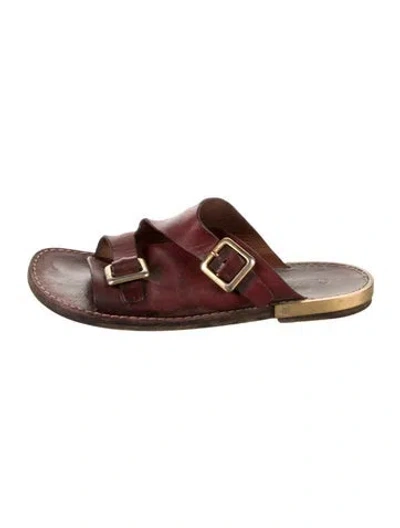 Pre-owned Chloé Leather Slides In Burgundy