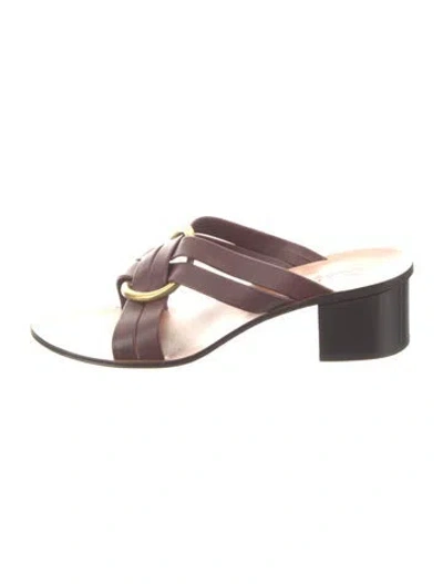 Pre-owned Chloé Leather Slides In Burgundy