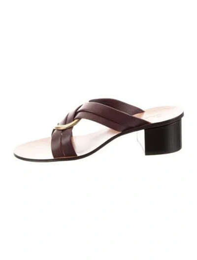 Pre-owned Chloé Leather Slides In Burgundy