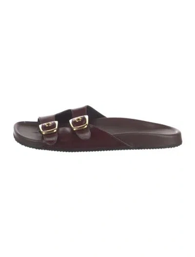 Pre-owned Chloé Leather Slides In Burgundy
