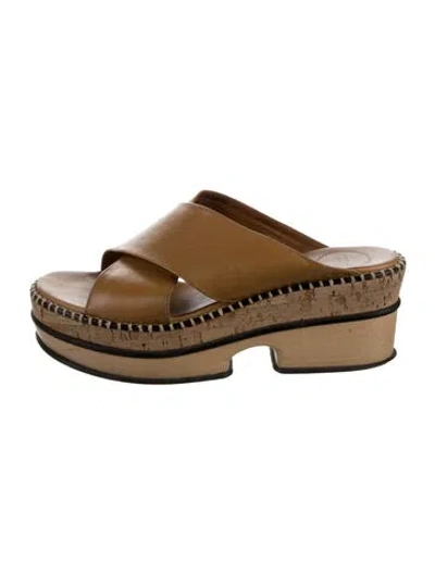 Pre-owned Chloé Leather Slides In Green