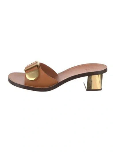 Pre-owned Chloé Leather Slides In Neutral