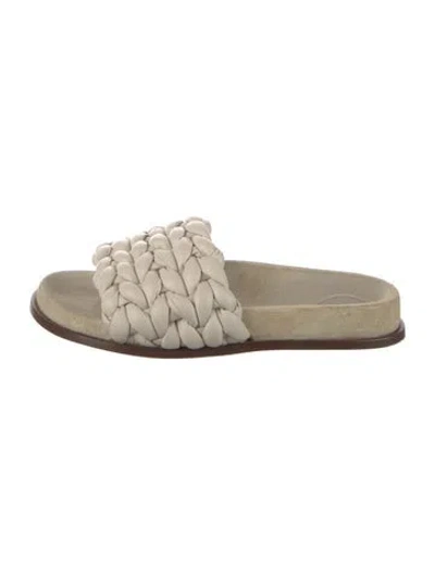 Pre-owned Chloé Leather Slides In Neutral