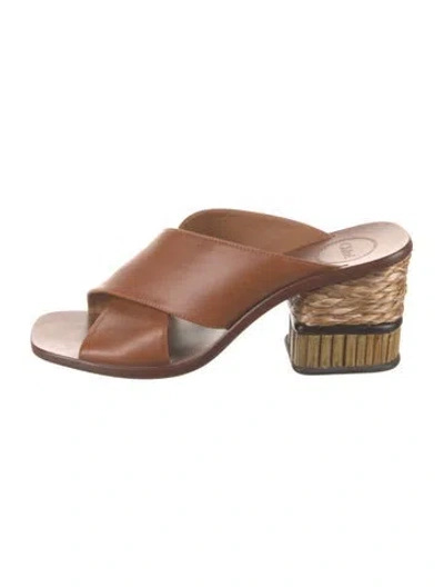 Pre-owned Chloé Leather Slides In Neutral